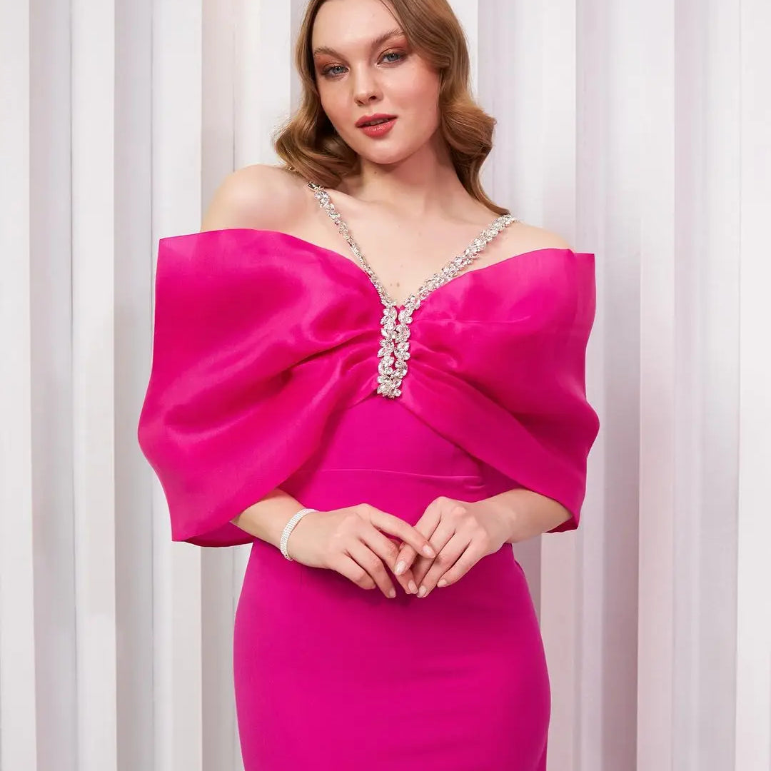 2025 New Fashion Rosered Color Women Sexy Off the Shoulder Bodycon Long Bandage Dress Nightclub Party Celebrate Dress Rose Red
