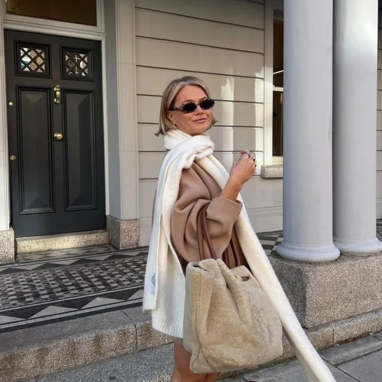 Women Fashion Wool Lapel Coats Vintage Cape Sleeve Casual Single Breasted Pockets Jackets Autumn Winter Female Chic Streetwear