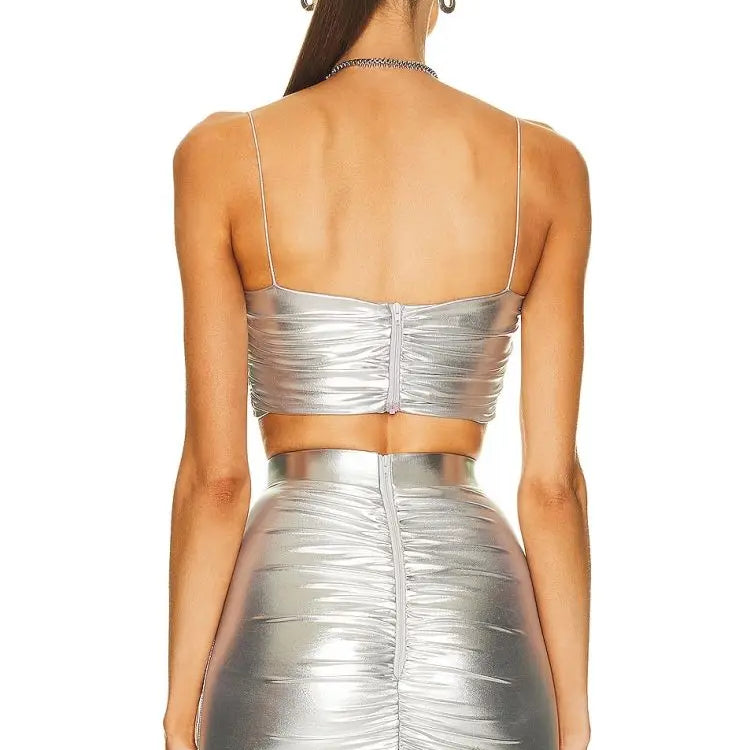 Fashion's Sexy Expose Waist Sliver Woman Sets Short Tank And Mini Skirt 2 Piece Young Lady High Street Wear Nightclub Outfit