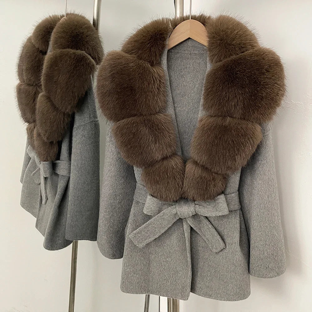 Fur Coat Eco-friendly Winter Clothes Woman Jacket with Fur Korean Reviews Many Clothes Outer Coat Ladies Outerwears Faux Fur Gray