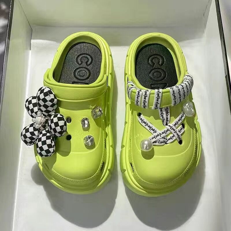 Summer Women Slippers Platform Clogs Outdoor Garden Shoes Female Pool Sandals Bathroom Flip Flops Mules Ladies Beach Slides green DIYhuabudai