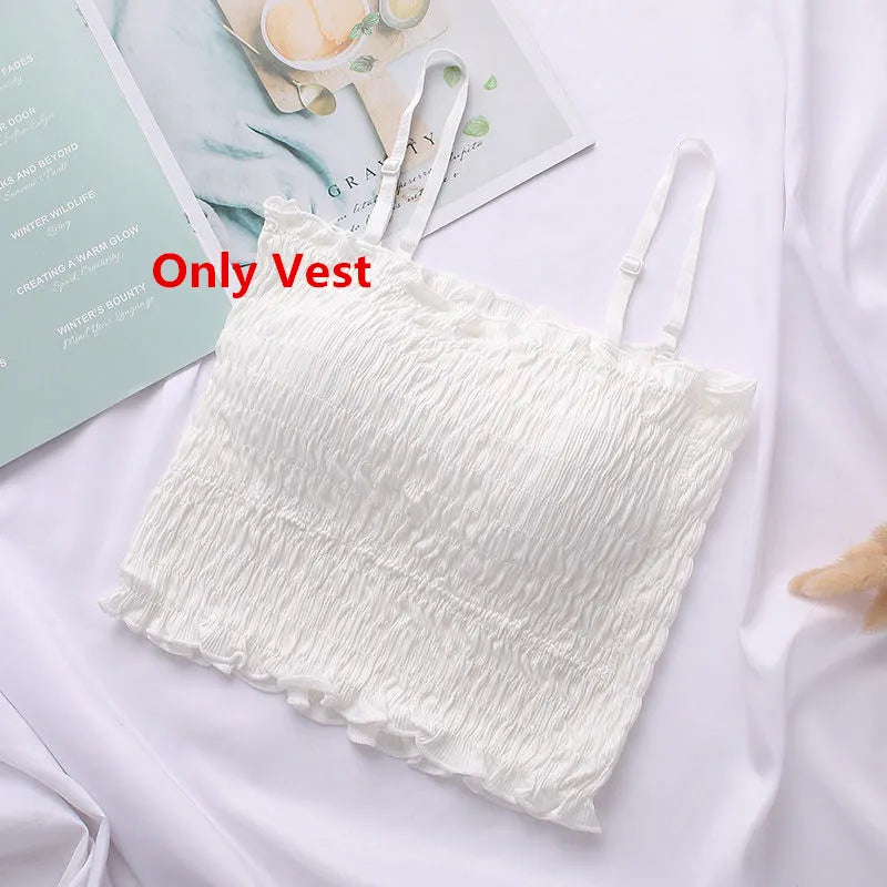 Women Wide Leg Denim Pants Spring Summer Casual White Thin Sun Shirt Sling Vest Jeans 3 Pieces Sets Lady Trousers Blouse Outfits Only White Vest