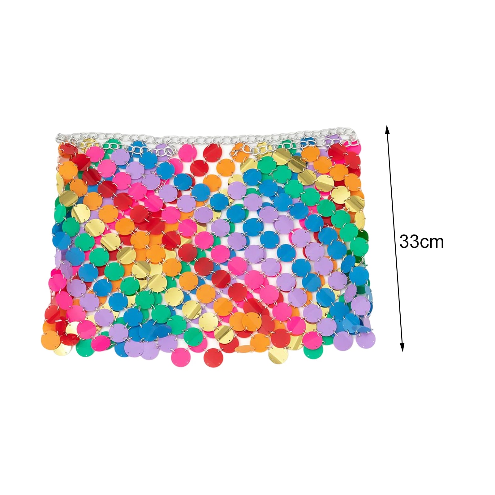 Mini Skirt Shiny Sequins Metal Chain Patchwork Woman Skirt Hollow Out Transparent Fashion Elegant Solid Short Bottom Women Girls