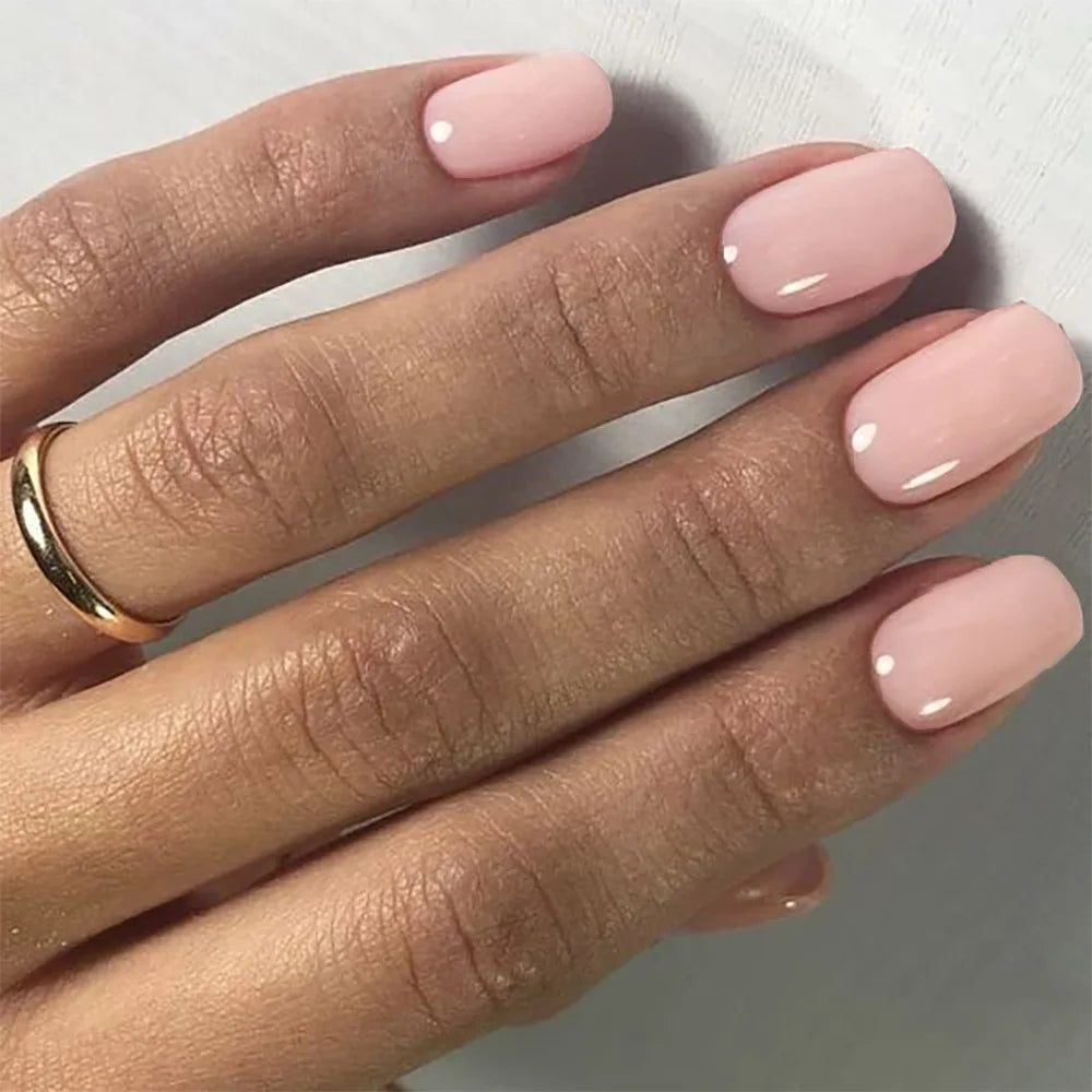 24pcs/set short square fake nails for women girls Pink green blue yellow purple tips faux ongles press on false nail supplies 650