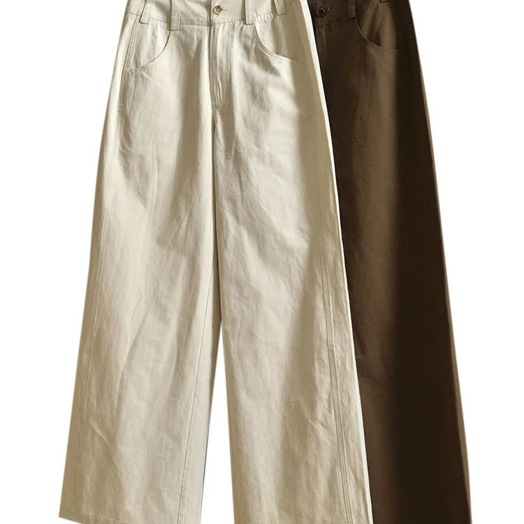 [LANMREM] Streetwear Straight Wide Leg Pants For Women High Waist Solid Trousers Female Fashion Jeans Spring New 26D2373