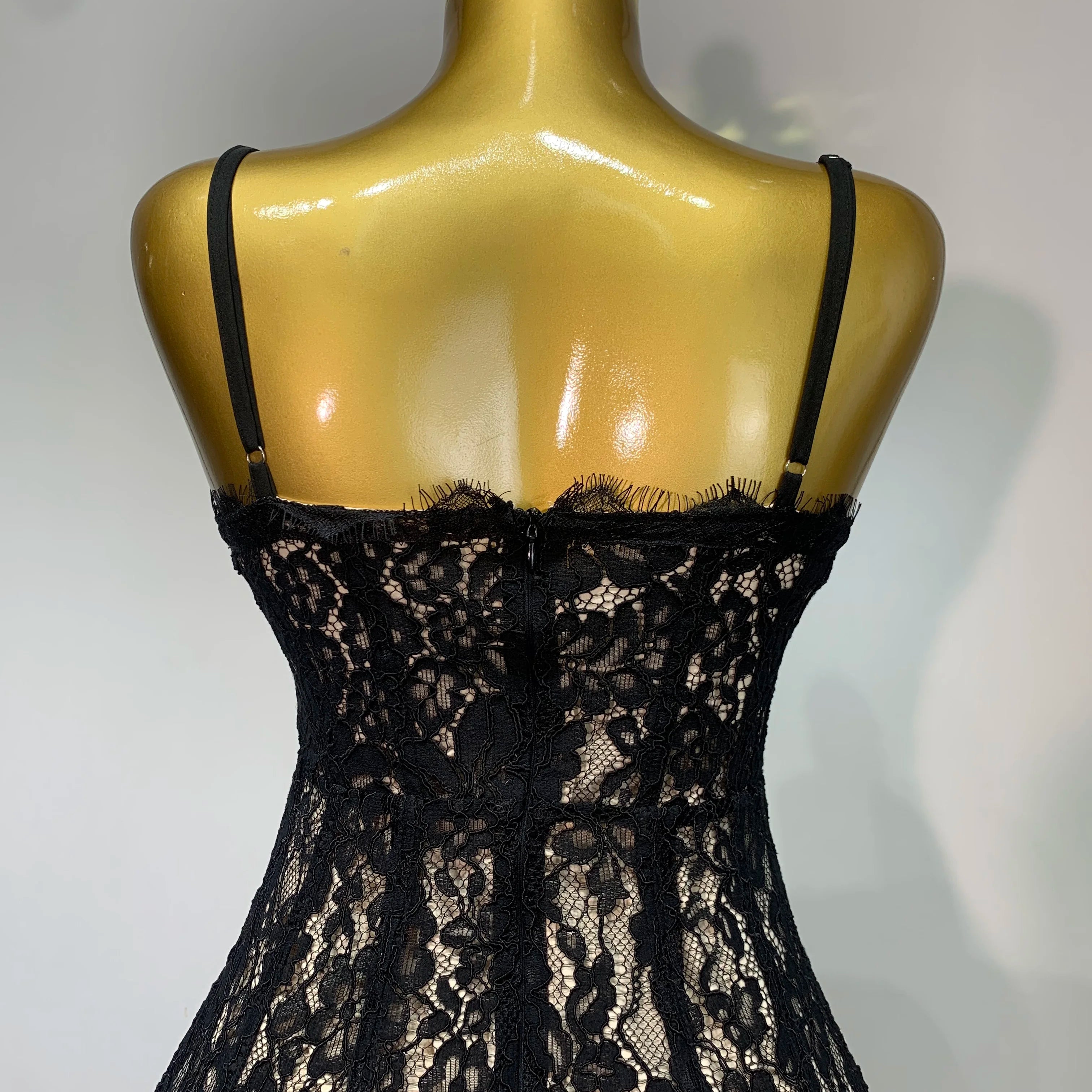 Women Sleeveless Sexy Black Lace Bodycon Long Dress Nightclub Party Celebrate Birthday Evening Party Wedding Guest Prom Gowns