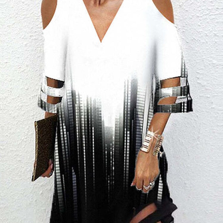 Sundress Bell Sleeve Casual Dress Paisley Print Vintage Floral Summer Loose Short Dress