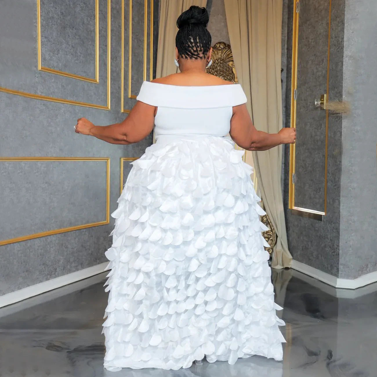 Plus Size Women Short Sleeve Slash Neck Big Swing Loose Smock Maxi Dress 2024 Fall Party Evening Long Dresses