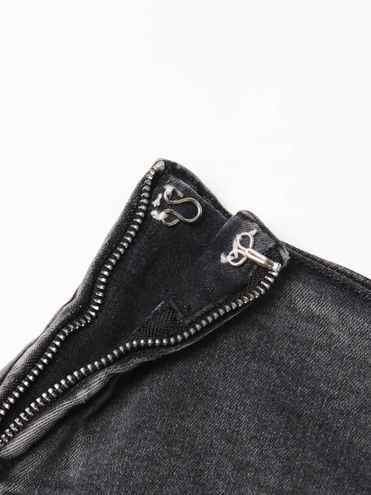 Patchwork Pocket Irregular Chic Denim Shorts For Women High Waist Spliced Zipper Designer Short Pants Female New