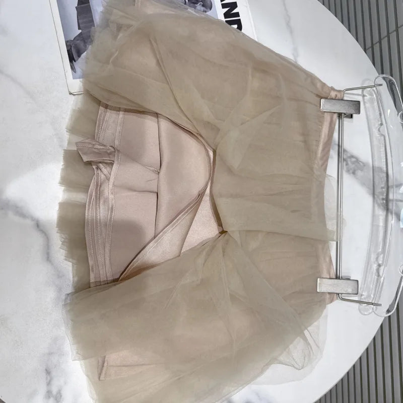 Winter New Elegant Fashion V-neck Base Shirt Lace Top For Women Elastic Waist Mesh Puffy Skirt Female Trendy 11A07849