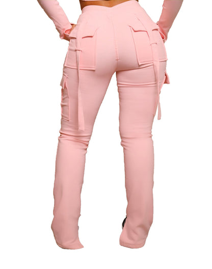 Pantalon d'été décontracté pour femmes, avec poches, cordon de serrage, taille haute, mode polyester, fendu, Cargo, réglable, 2023 