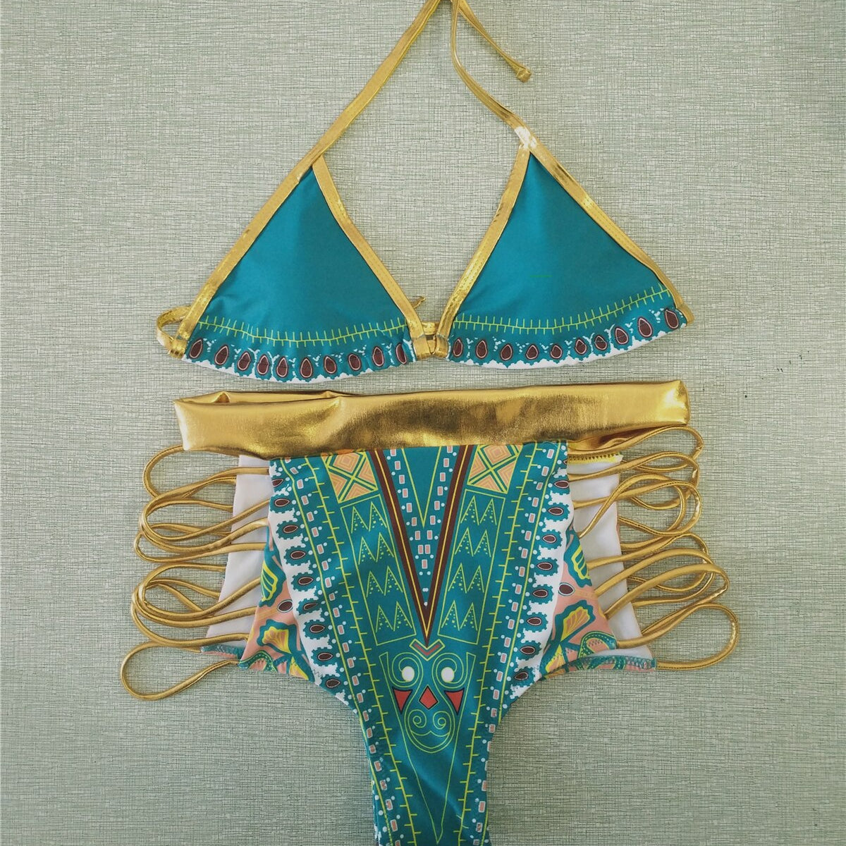 Sexy South African Golden Halter Bikini High Waist Swimsuit Two Pieces Swimwear Women Bathing Suit Bather Maillot De Bain 2022