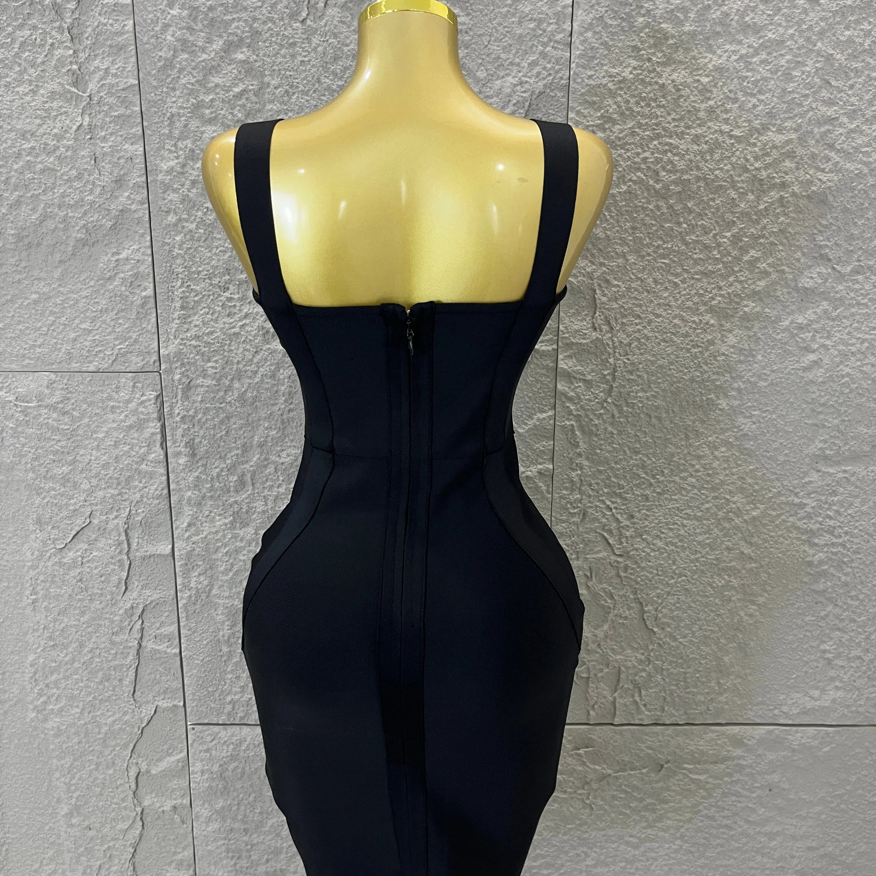 Elegant Sweetheart Neck Bandage Dress Crisscross Bust Slim Fit Midi Evening Banquet Formal Dinner Wedding Guest Cocktail Outfit