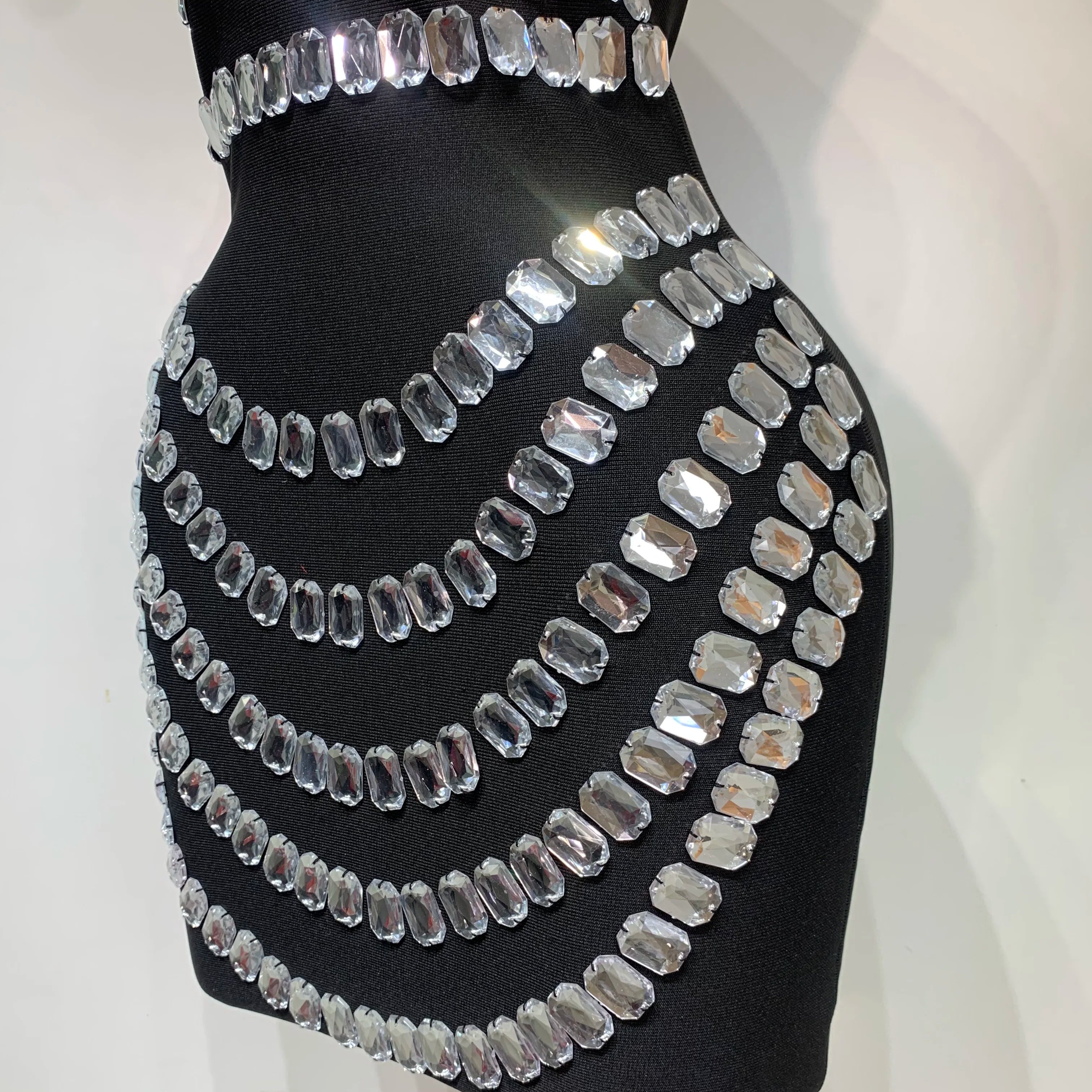 Sparkly Rhinestones Bodycon Strapless Mini Bandage Dress 2025 Women Backless Fashion Evening Party Club Luxury Birthday Dresses