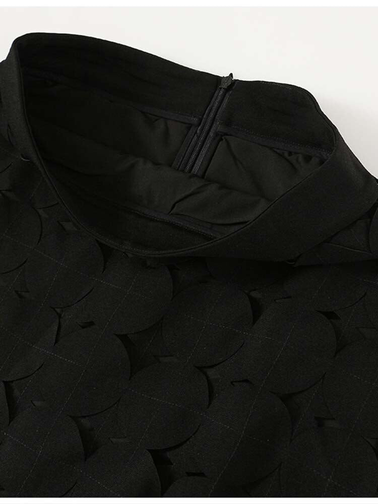 [EAM] High Waist Black Hollow Out Tassels Long Slit Elegant Half-body Skirt Women Fashion Tide New Spring Autumn 2024 1DE9035