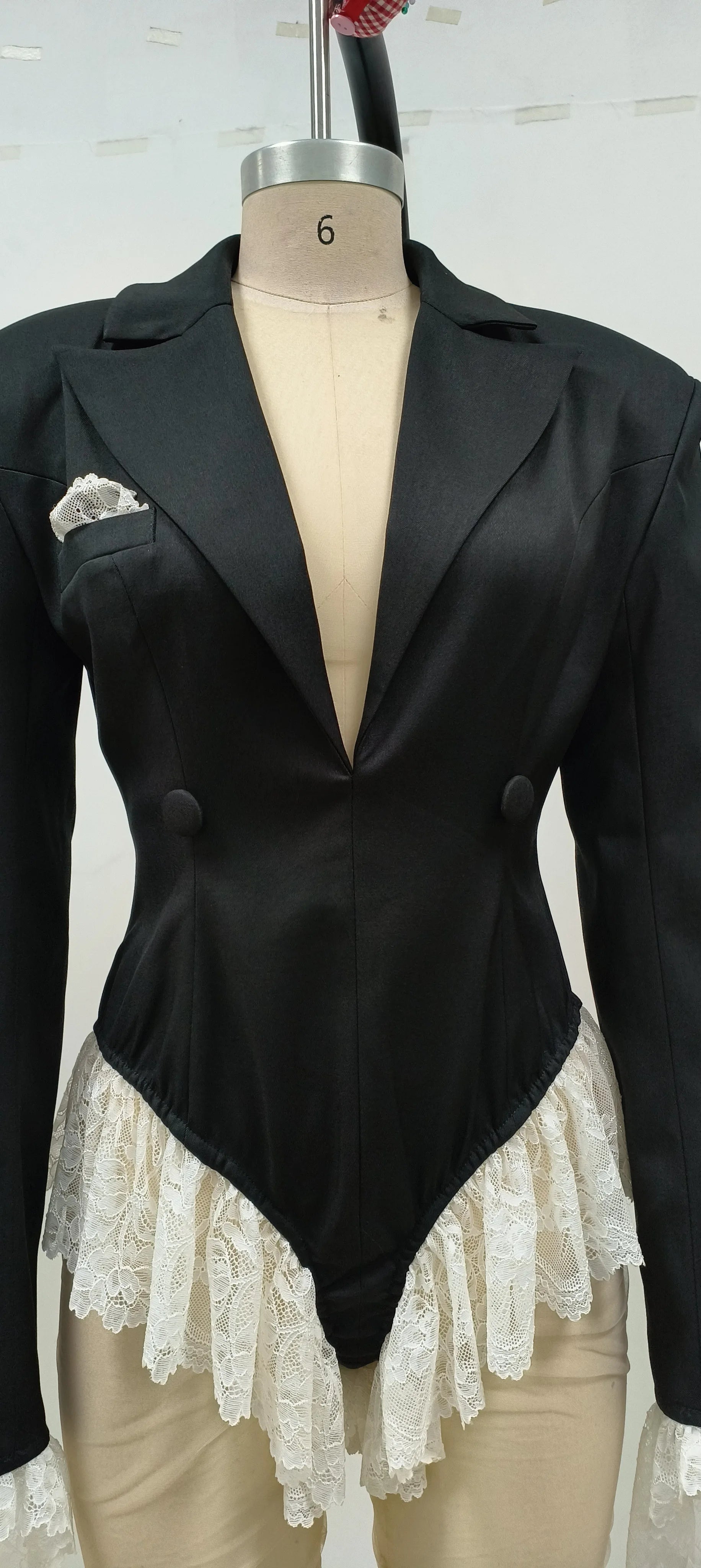 New Spot Europe And The United States Fashion Sexy Long-Sleeved One-Piece Triangle Suit Jacket Cross-Border Women's Jumpsuit