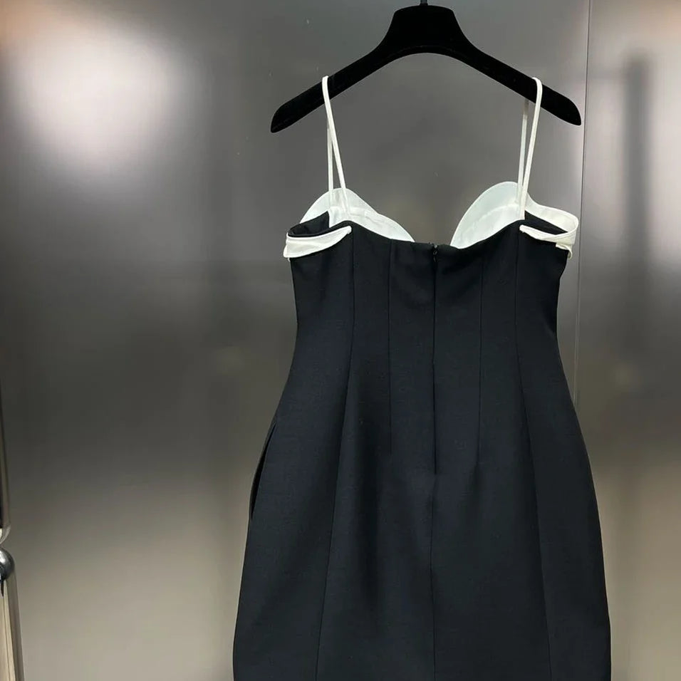 PREPOMP Spring Sleeveless Petals Appliques Design Contrast Color Slim Waist Short Dress Women GM986