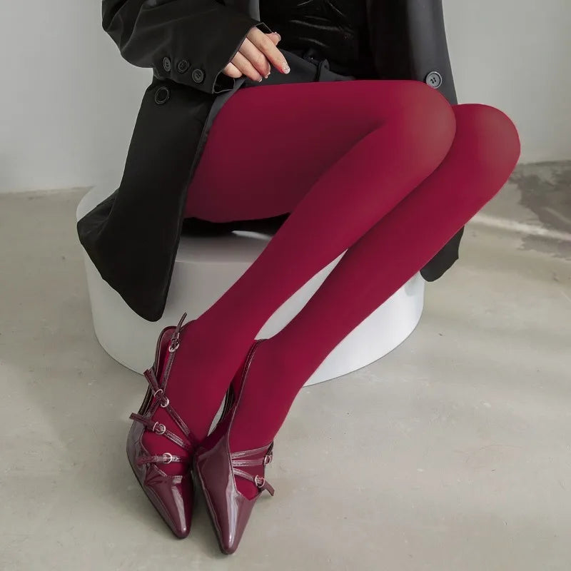 1/2Pcs Vintage Wine Red Stockings Pantyhose Women Burgundy Thin Thick Super Elastic Sexy Tights Anti-Hooker Senior Pantyhose