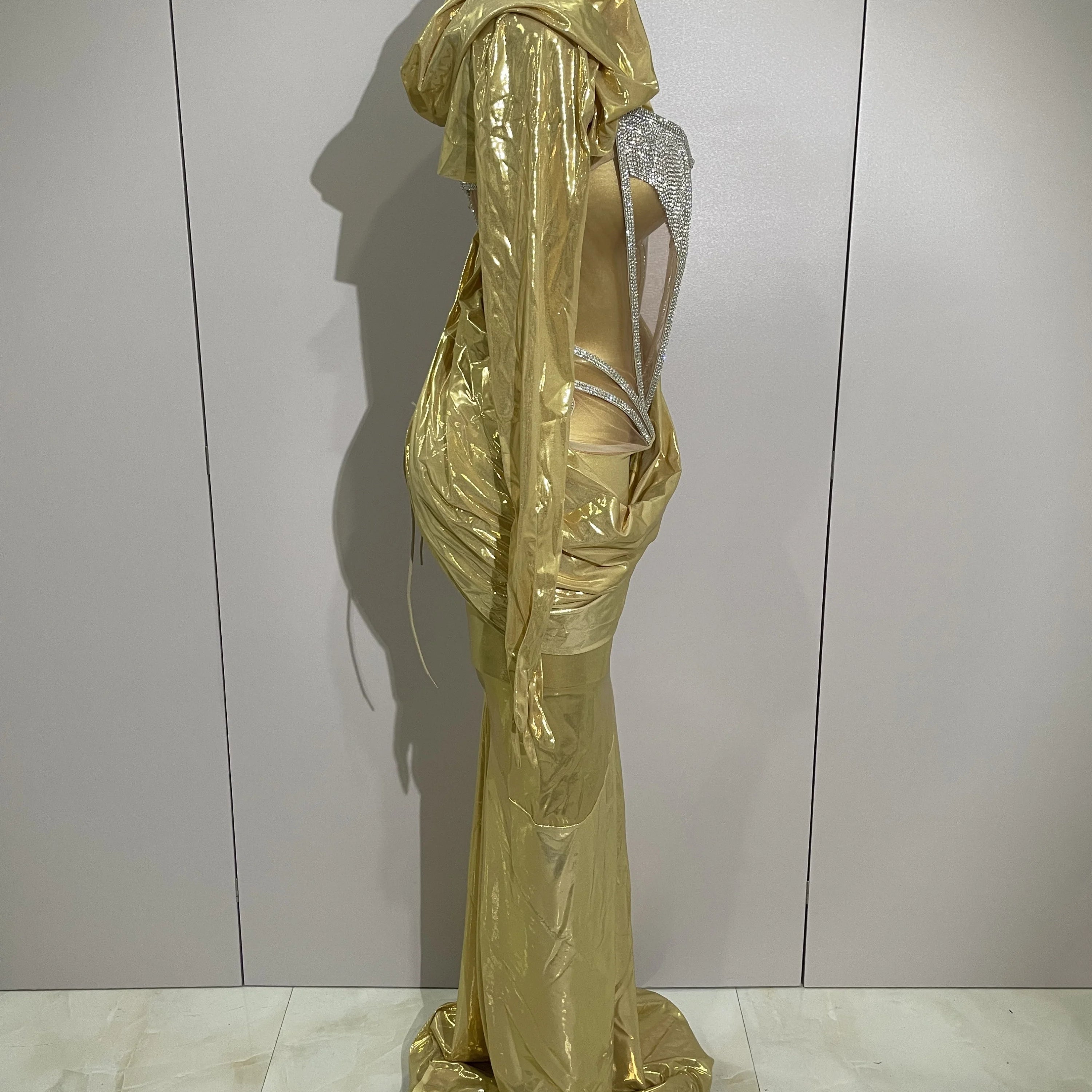 Sexy Sparkly Diamond Long Dress Two Pieces Sets Women Nightclub Party Celebrate Dance Singer Performance Costume Stage Outfit