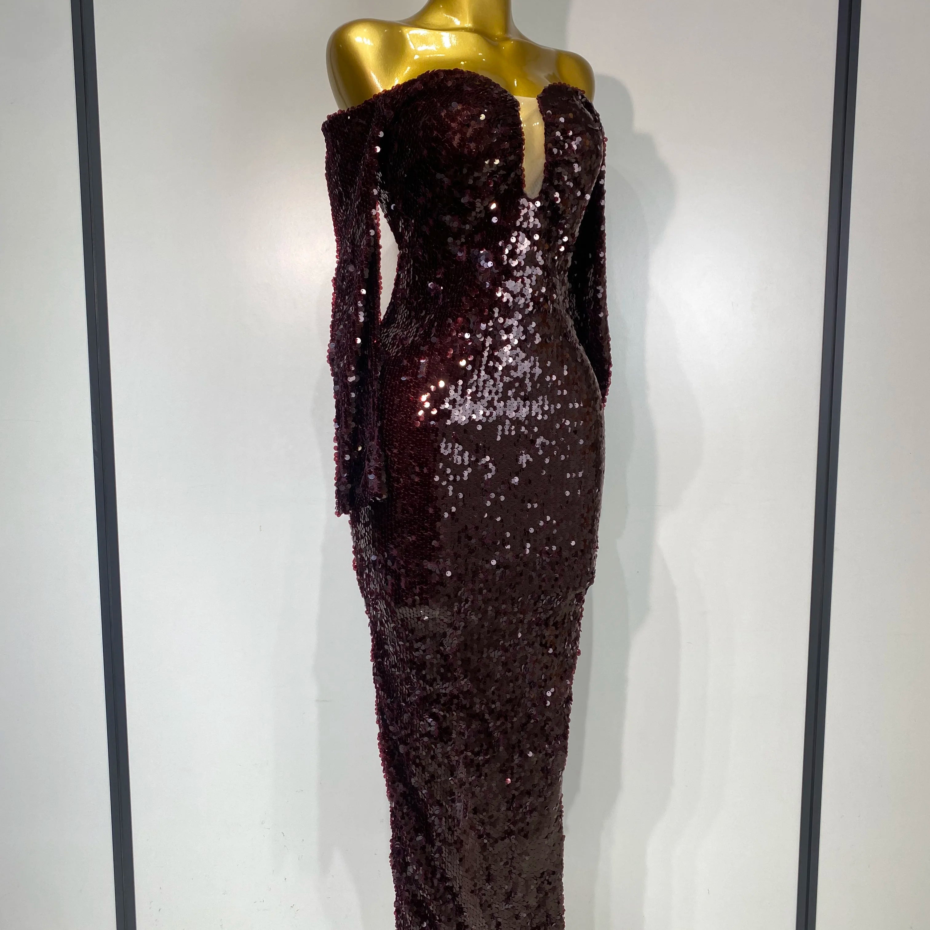 Women 2025 Luxury Sequin Celebrity Sexy Off Shoulder Long Bodycon Dress Elegant Evening Club Party Fashion Birthday Dresses