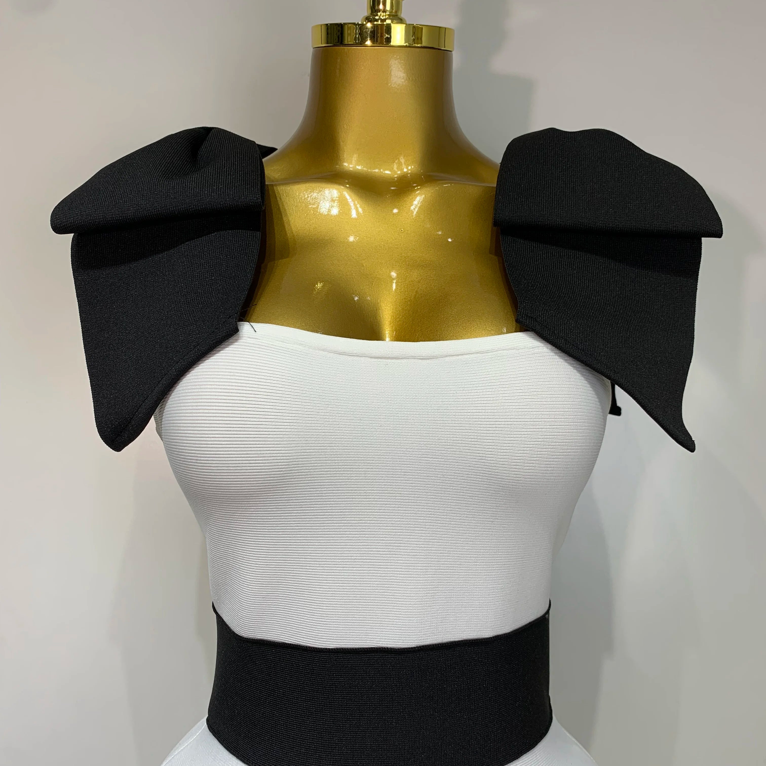 Women Sexy Bow Tie Black White Patchwork Bodycon Bandage Dress 2025 Celebrity Elegant Evening Club Party Birthday Dresses