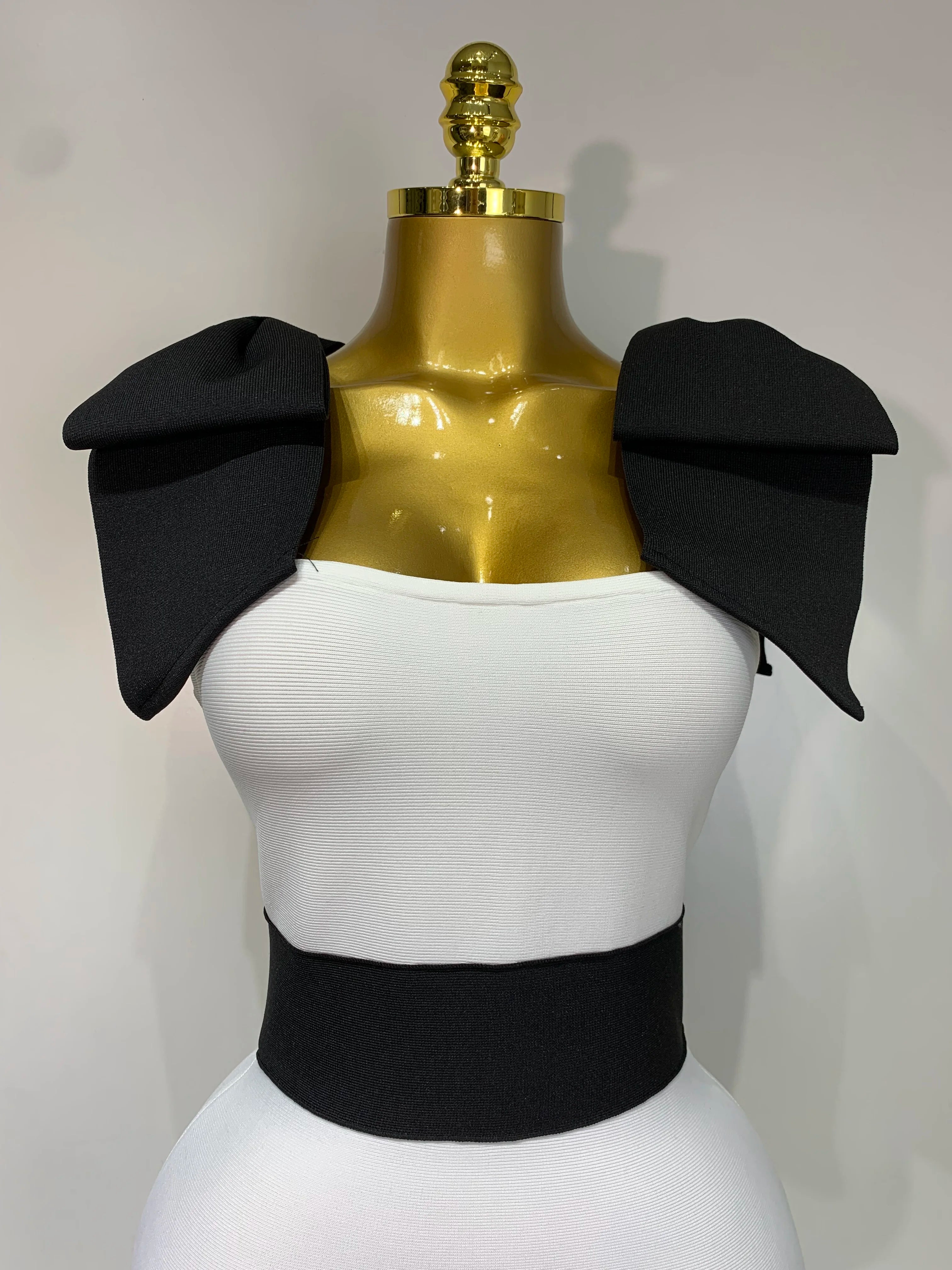 Women Sexy Bow Tie Black White Patchwork Bodycon Bandage Dress 2025 Celebrity Elegant Evening Club Party Birthday Dresses