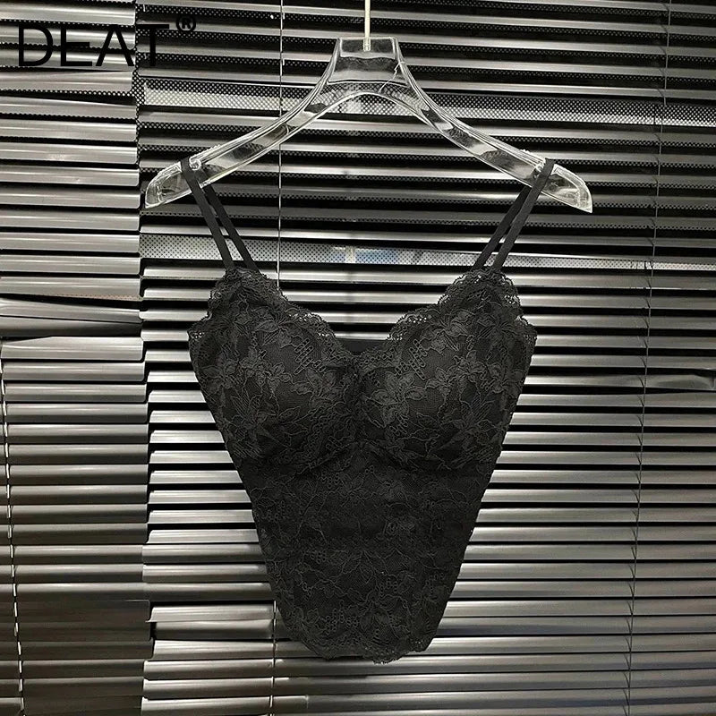 Autumn Winter New Fashion Lace Padded Integrated Camisole For Women Slim Fit Backless Inner Layer Base Vest 11A07887