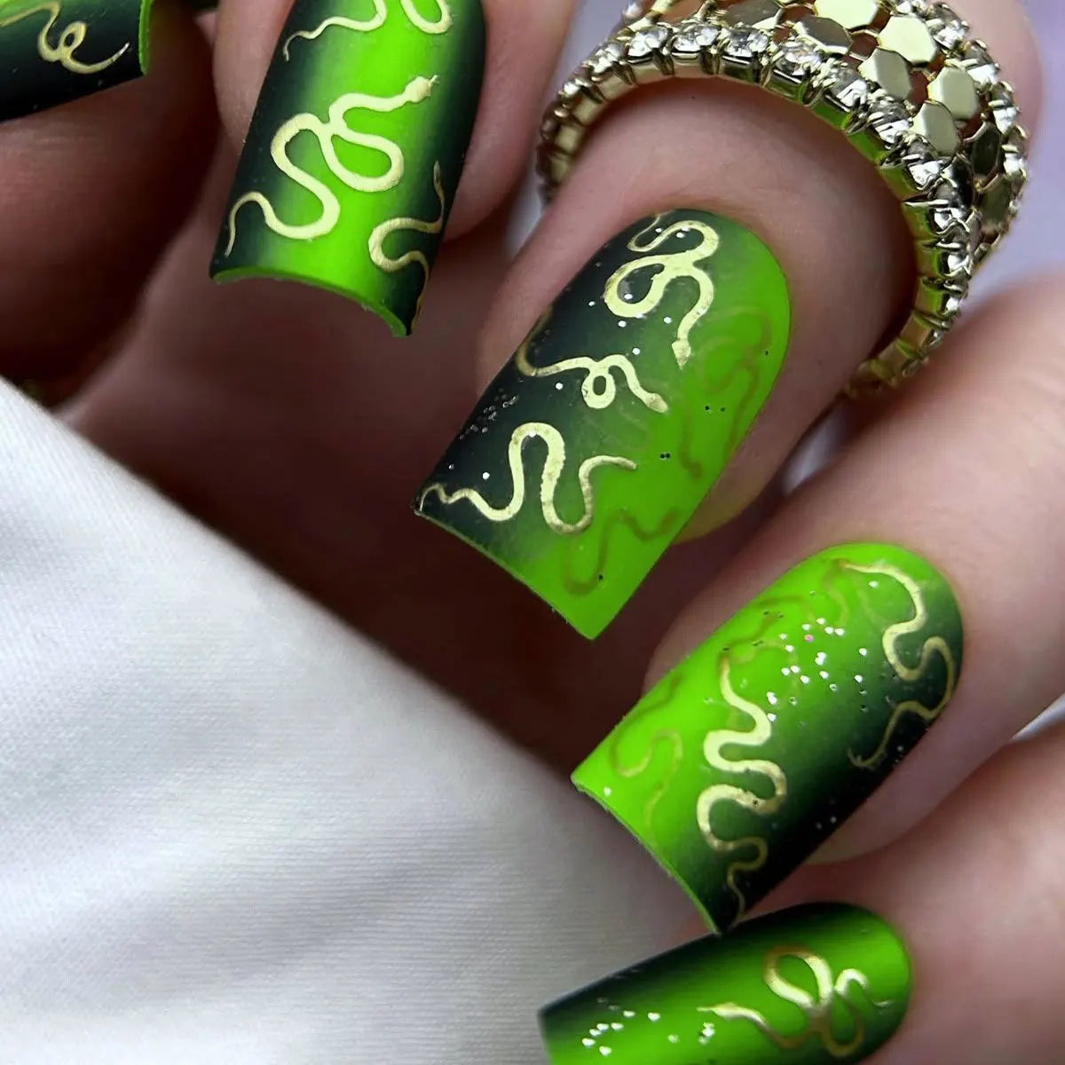 24pcs/set Medium long fake nails for women girls Y2K gradient purple blue yellow green square almond tips press on false nails 2639