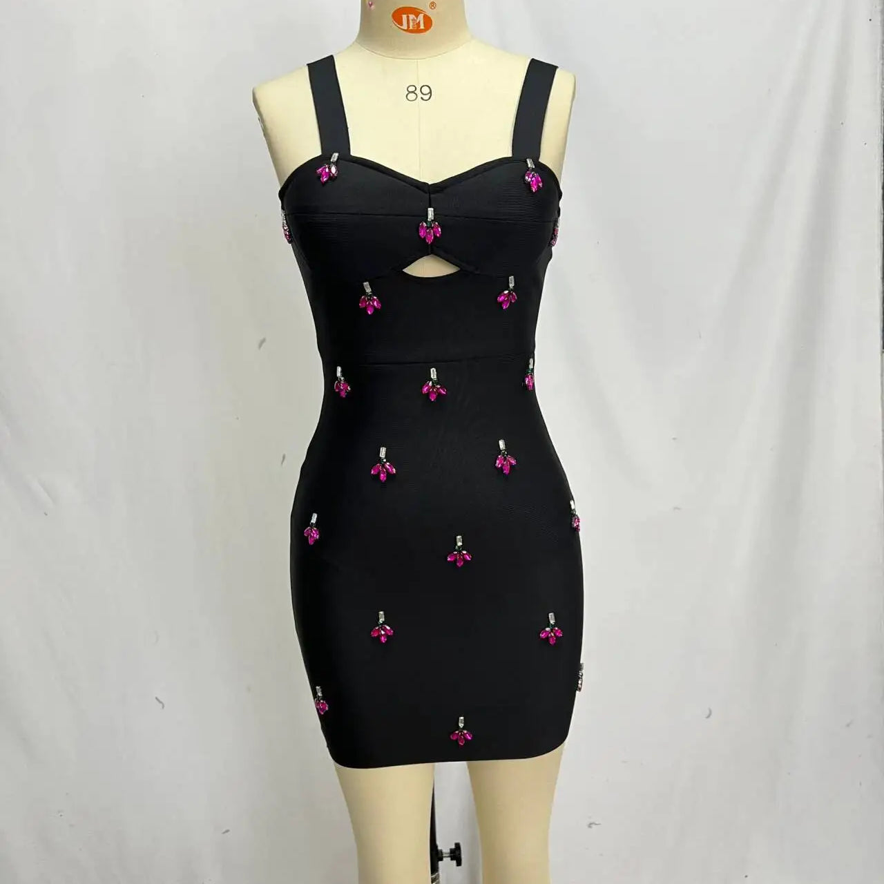 White Black Women Sleeveless Sexy Square Collar Shinning Crystal Bodycon Bandage Mini Dress Celebrate Nightclub Party Dress black