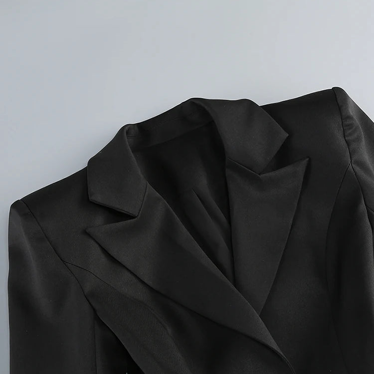 Black V Neck Long Sleeves Blazer With Rhinestones Embellished Cuff Crystals Patchwork Slim Jacket Single Breasted Coat