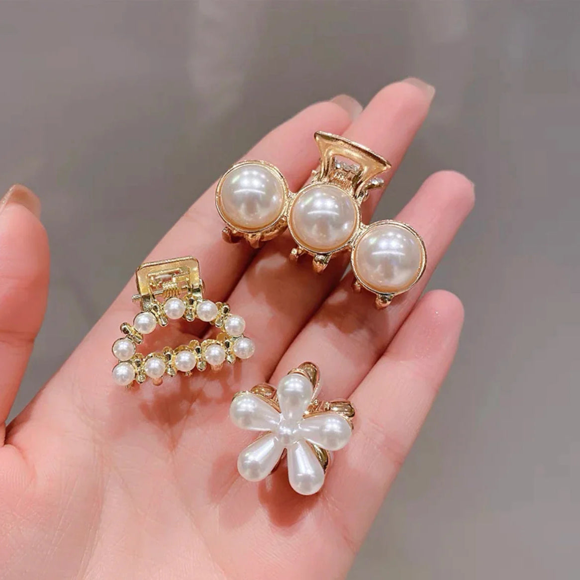 Mini Pearl Hair Claws Clips for Women Elegant Rhinestone Headwear Hairpins Hair Crab Barrettes Hair Accessories for Women 3pcs 10 One Size