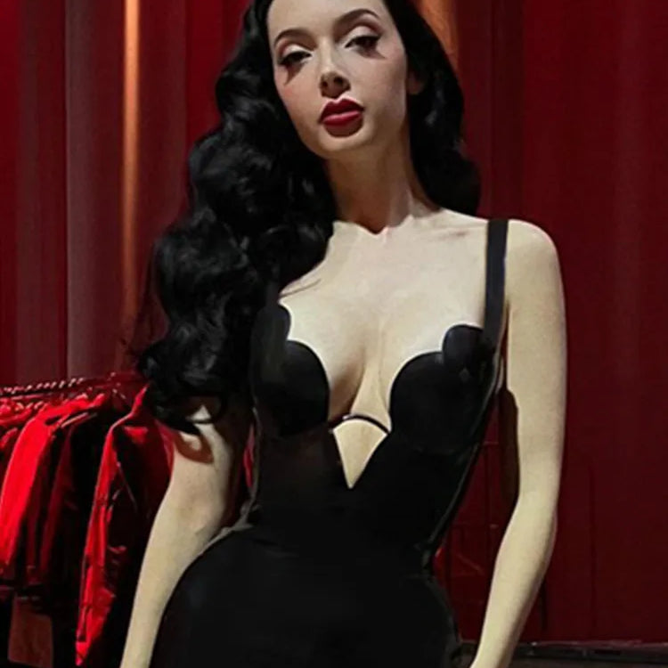 Women Celebrity Summer Sexy V Neck Backless Black Mini Bodycon Bandage Dress 2024 Elegant Evening Club Party Outfit