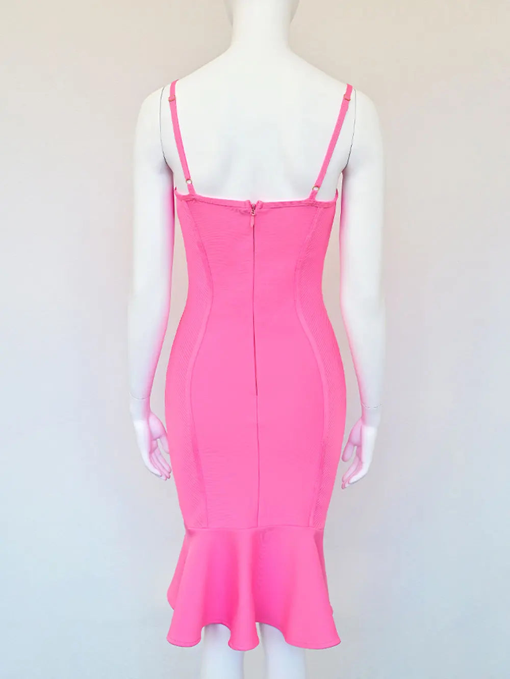 2025 Spring Sexy Women Ruffle Design Bandage Dress Spaghetti Strap Sleeveless Bodycon Backless Midi Dress Evening Party Vestidos