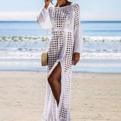 Sexy Empire Hollow Swimwear Cover-ups Long Crochet Dress Beach Outfits for Women One-pieces and Cutout Summer Clothes Swimsuit