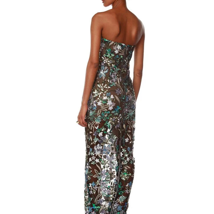 Celebrity Party Dresses For Women 2024 Summer Holiday Wear Sexy Sleeveless Embroidery Design Long Gowns