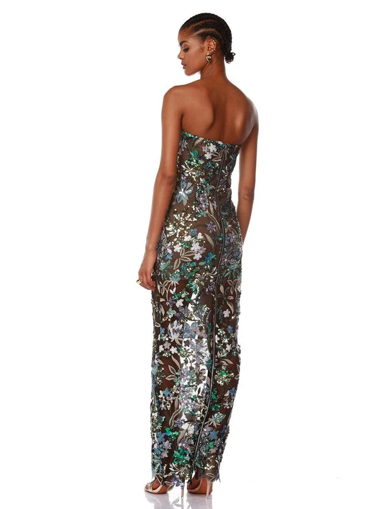 Celebrity Party Dresses For Women 2024 Summer Holiday Wear Sexy Sleeveless Embroidery Design Long Gowns