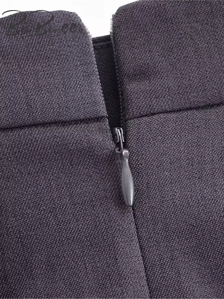 BlingBlingee Summer Women Sleeveless Shirt Mini Skirt Suits Traf Pleated Patchwork Slim Female Crop Top Tanks Sets Y2K Grey