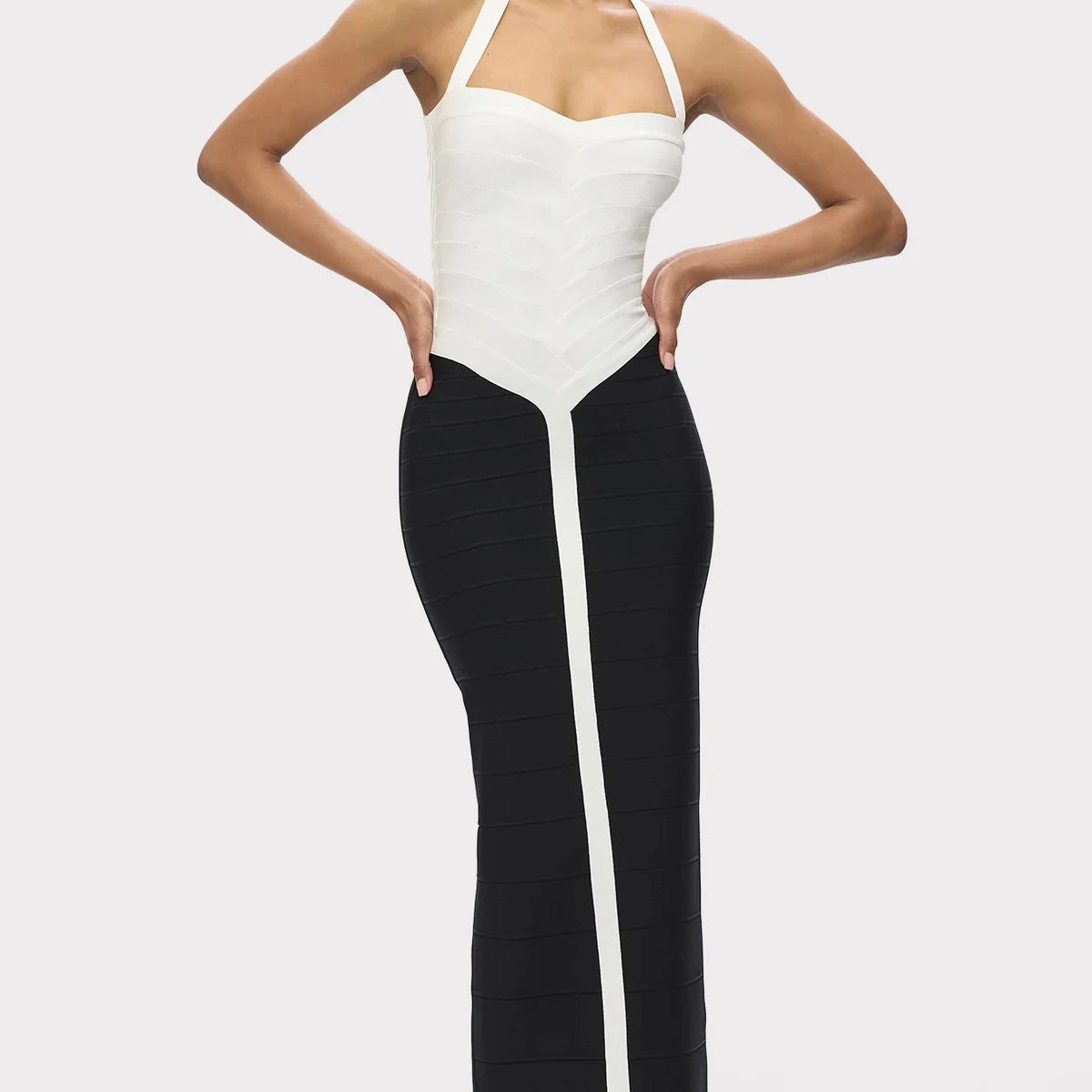 Women Sexy Halter Off the Shoulder Bodycon Long Bandage Dress Celebrate Evening Party Office Lady Cocktail Dress black