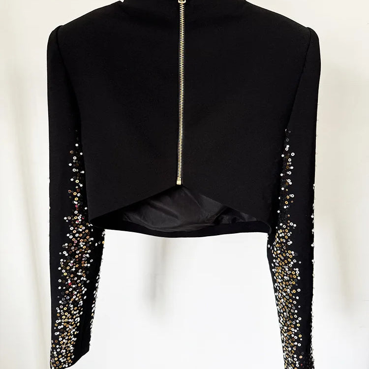 New Autumn Women Shinning Rhinestones Long Sleeve Sexy 2 Pieces Long Set Elegant Evening Party Runway Red Carpet Women's Set