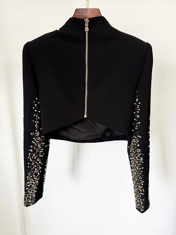 New Autumn Women Shinning Rhinestones Long Sleeve Sexy 2 Pieces Long Set Elegant Evening Party Runway Red Carpet Women's Set