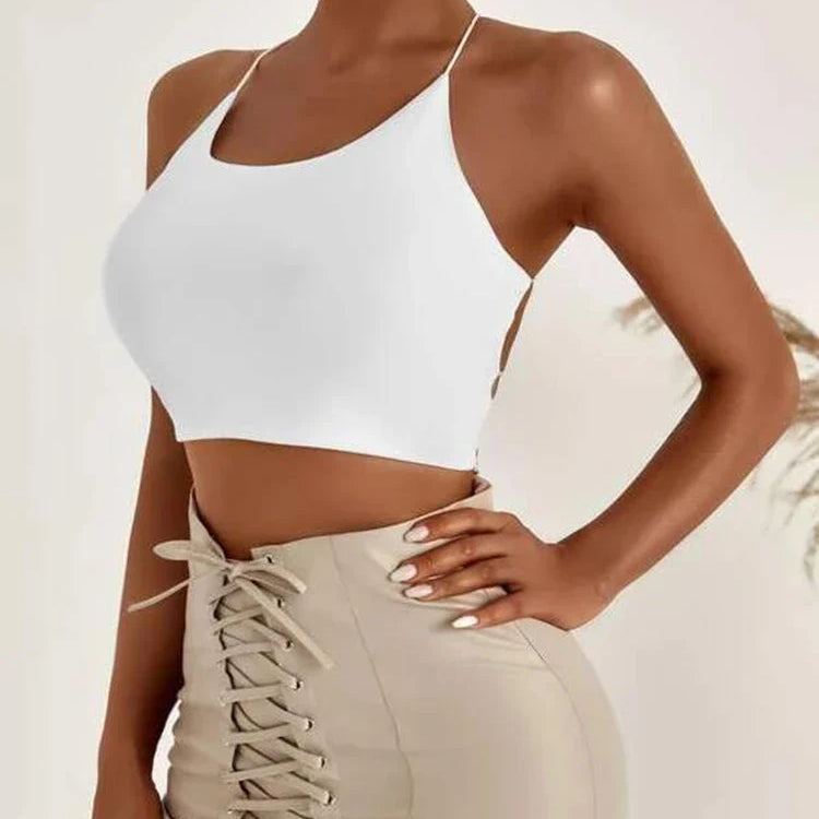 Summer New SXY Backless Lace Up Crop Cami Top