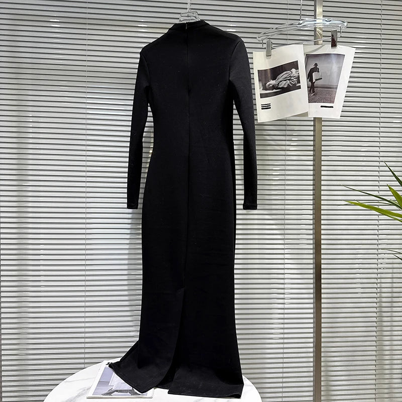 Winter New Fashion Lace Bikini Patch Slim Long T-Shirt Dress For Women Versatile Casual Dresses Female 11A07683