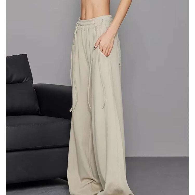 Women's Y2K Wide Leg Elastic Waist Drawstring Baggy Pants Casual Daily Joggers Trousers Vintage Street Mopping Sweatpant