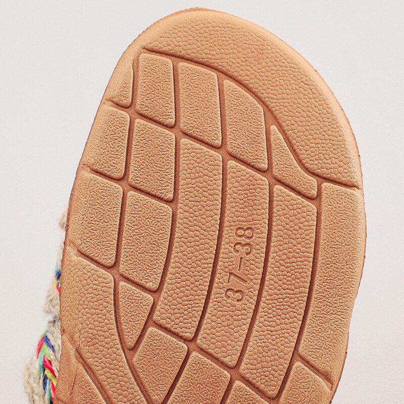 Summer Natural Flax Slippers 2022 Women Sandals Comfortable Non-slip Ladies Home Cross-tied Casual Indoor Shoes Multicolor