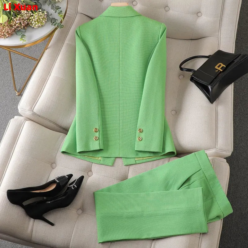 Autumn Winter Formal Ladies Fashion Blazer Women Business Suits with Sets Work Wear Office Casual Pants Jacket Suit