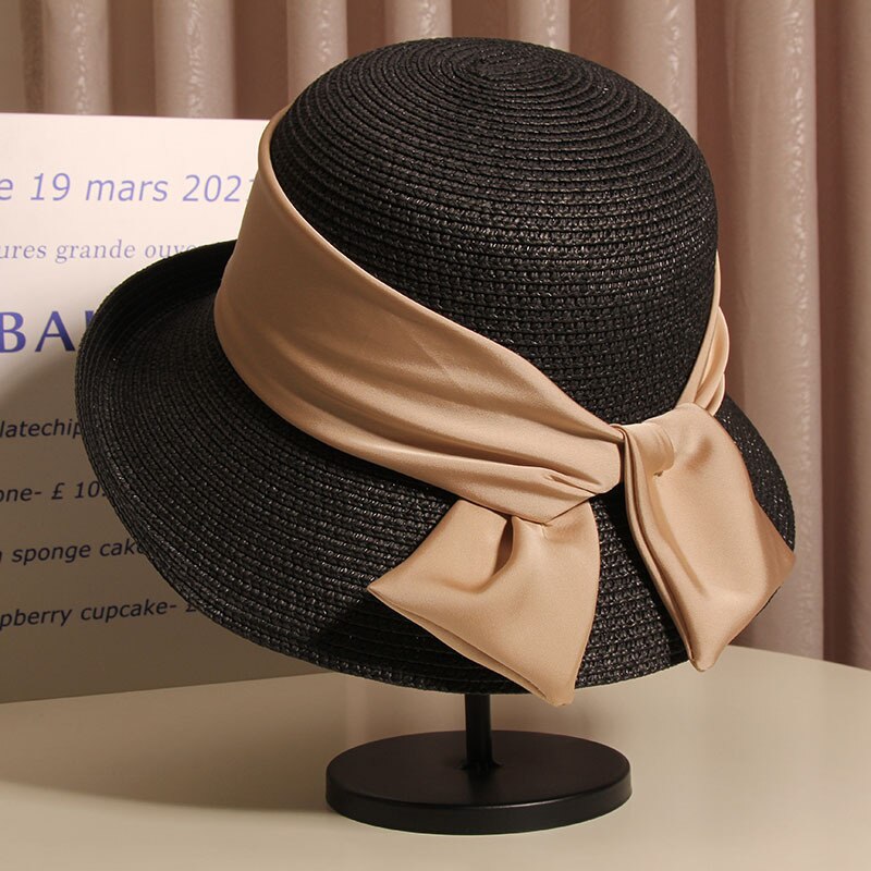 Women's hats for the sun Beach outing Luxury straw hat sunhat Golf cap summer new panama Visor Fashion elegant women caps 2024 4 56-58cm