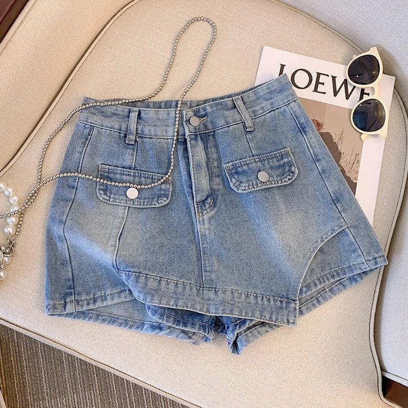 Plus Size L-4XL Denim Shorts For Women High Waist Fashion Summer Jean Pants High Street Y2K Clothing Free Shipping Skirt Short