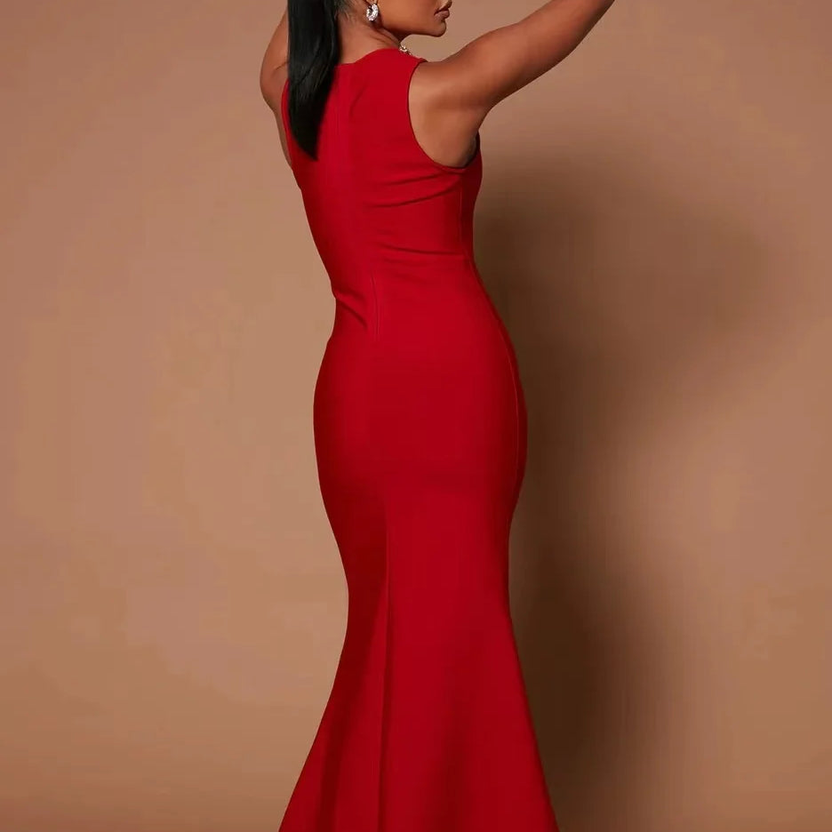 Factory Wholesale Women's Multi-Color V-Neck Diamond Sexy Boutique Celebrity Cocktail Party Bandage Long Dress