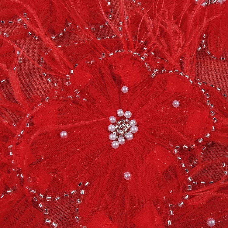 Romantic Sleeveless Red Floral Mermaid Dress for Garden Weddings Party Evening Gown