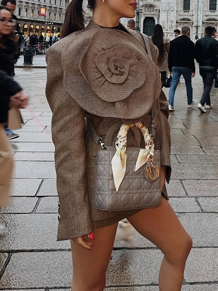 Patchwork Appliques Blazer For Women Notched Collar Long Sleeve Spliced Button Detachable Blazers Female Fashion